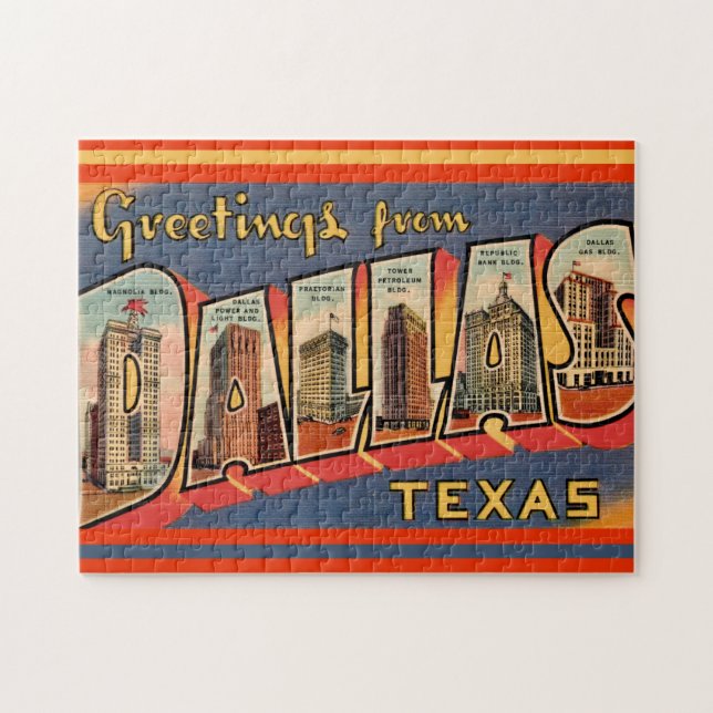Vintage Dallas Texas Postcard Jigsaw Puzzle (Horizontal)