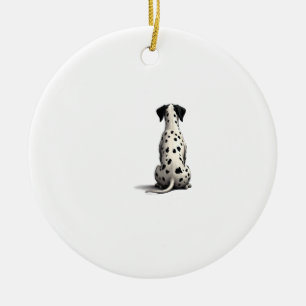 Vintage Dalmatian Dog From Behind Illustration Min Ceramic Tree Decoration