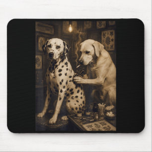 Vintage Dalmatian Dog Smoking Tattoo Artist Funny Mouse Mat