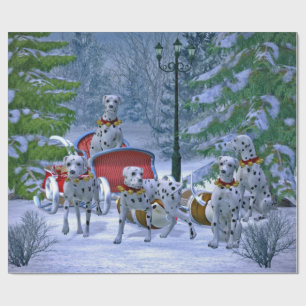 Vintage Dalmatian Sleigh Snow Christmas Wrapping Paper