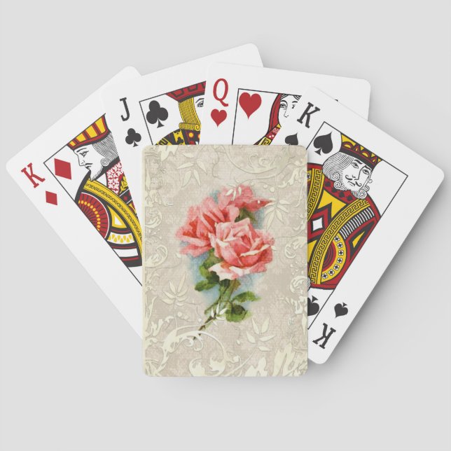 Vintage Damask and Roses Playing Cards (Back)