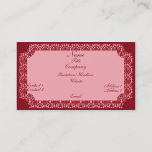 Vintage Damask Business Card, Pink Card