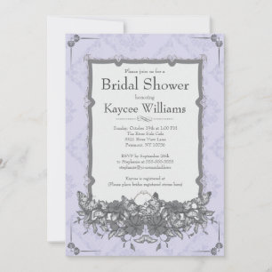 Vintage Damask Butterfly Garden Bridal Shower Invitation