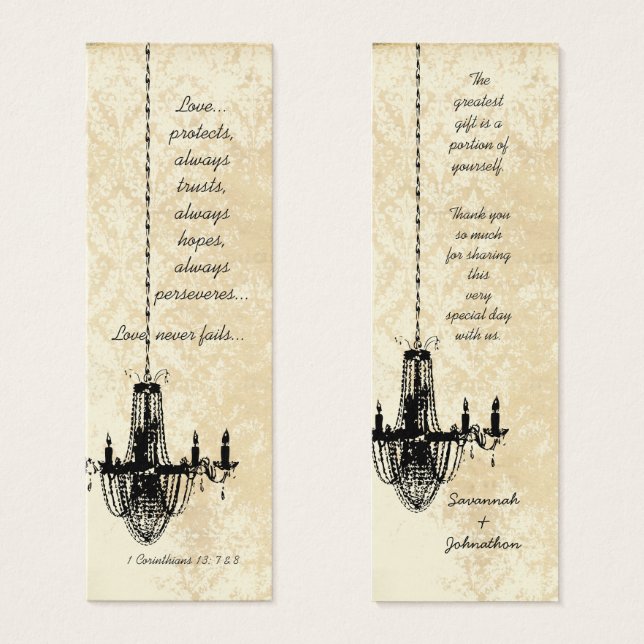 Vintage Damask Chandelier Wedding Tags (Front & Back)