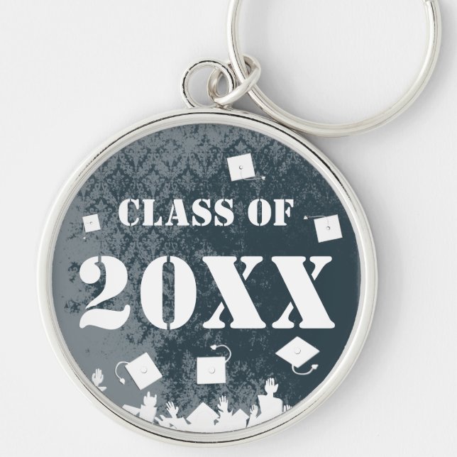 Vintage Damask Class of  Keychain Tossing Caps (Front)