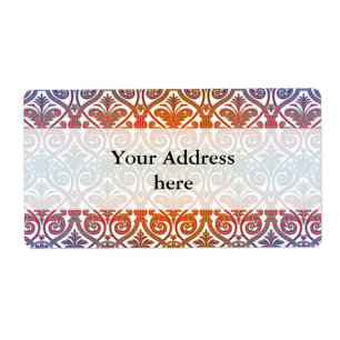 Vintage Damask Contour Wallpaper - blue violet red
