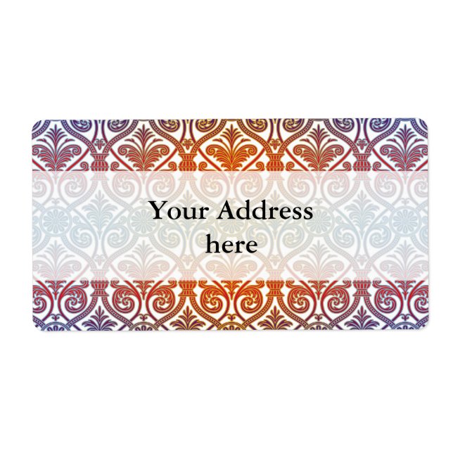 Vintage Damask Contour Wallpaper - blue violet red (Front)