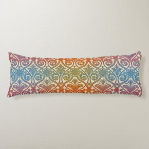 Vintage Damask Contour Wallpaper - blue violet red Body Cushion