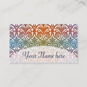 Vintage Damask Contour Wallpaper - blue violet red Business Card
