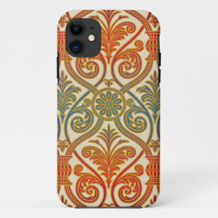 Vintage Damask Contour Wallpaper - blue violet red iPhone 11 Case