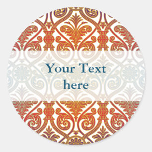 Vintage Damask Contour Wallpaper - blue violet red Classic Round Sticker
