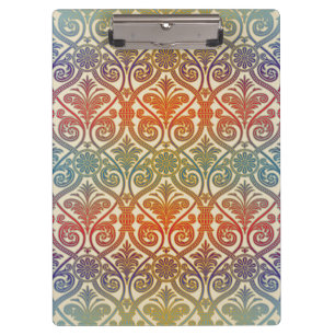 Vintage Damask Contour Wallpaper - blue violet red Clipboard