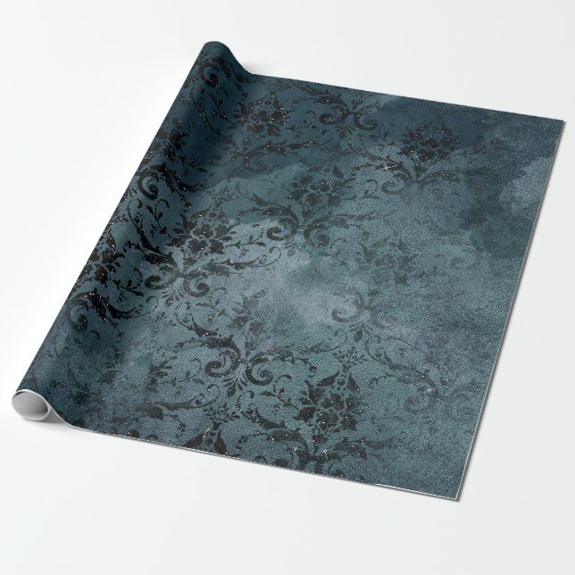 Vintage Damask Distressed Grunge Wrapping Paper (Unrolled)