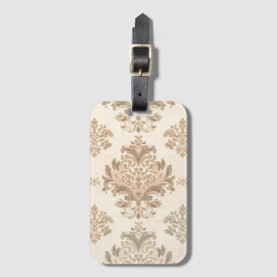 Vintage Damask Elegant Beige French Farmhouse Luggage Tag