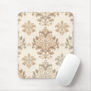 Vintage Damask Elegant Beige French Farmhouse Mouse Mat