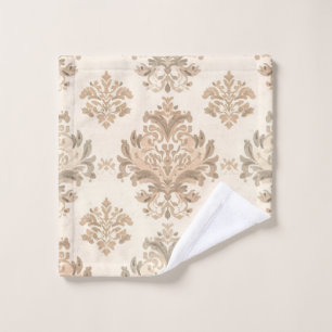 Vintage Damask Elegant Beige French Farmhouse Wash Cloth