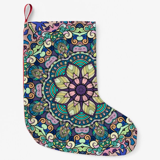 Vintage Damask: Elegant Seamless Pattern Small Christmas Stocking (Front)