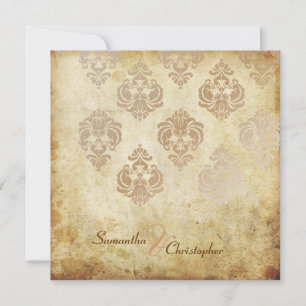 Vintage Damask/faux copper wedding invitations