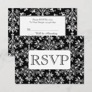 Vintage Damask Floral Pattern Custom RSVP Cards