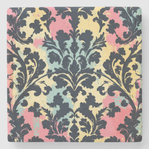 Vintage Damask Flourish Pattern Stone Coaster