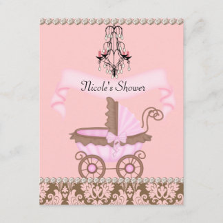 VINTAGE DAMASK GIRL BABY Shower INVITATIONS