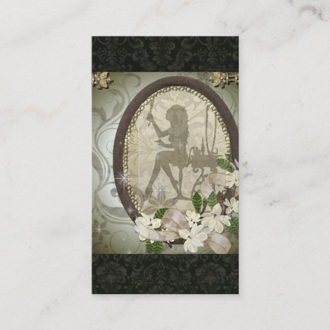 Vintage Damask Glamourous Diva business card (Front)