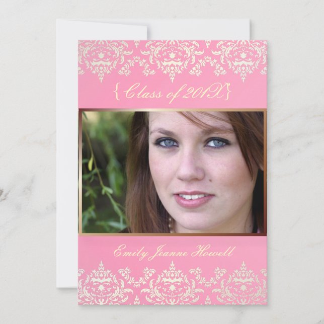 Vintage Damask/Graduations/diy colour Invitation (Front)