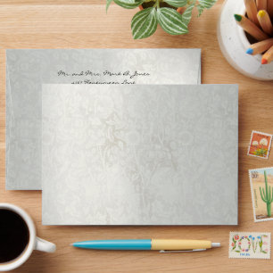 Vintage Damask Grey Wedding Envelope