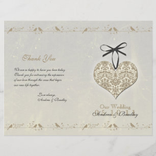 Vintage Damask Heart Wedding Program