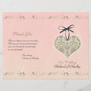 Vintage Damask Heart Wedding Program