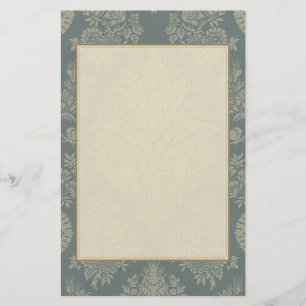 Vintage Damask in Antique Green Stationery