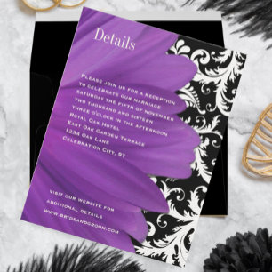Vintage Damask Lavender Gerber Daisy Wedding Invitation
