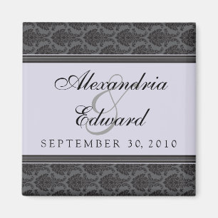 Vintage Damask Lavender Wedding Favour Magnet