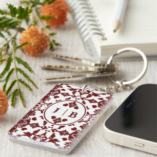 Vintage Damask Monogram Key Ring