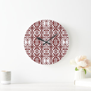 Vintage Damask Monogram Large Clock