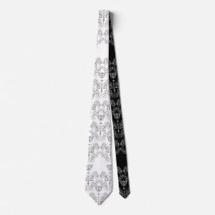 Vintage Damask Ornament white black + your backgr. Tie