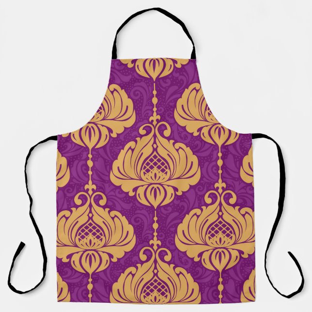 Vintage damask ornamental seamless pattern apron (Front)