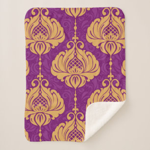 Vintage damask ornamental seamless pattern sherpa blanket