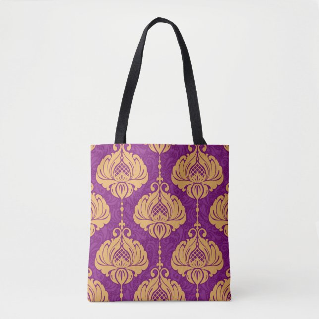 Vintage damask ornamental seamless pattern tote bag (Front)