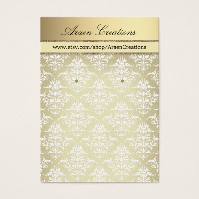 Vintage Damask Pattern Earrings Display card (Front)