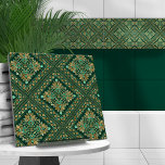 Vintage Damask Pattern - Emerald green and gold Tile<br><div class="desc">Vintage Damask Pattern - Emerald green and gold</div>