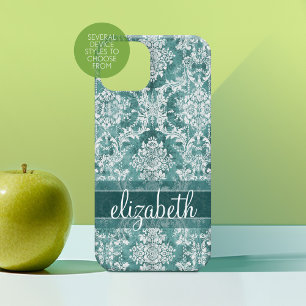 Vintage Damask Pattern with Grungy Finish