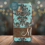 Vintage Damask Pattern with Monogram iPhone 16 Pro Case<br><div class="desc">A grunge,  floral design with an area for your initial. Be a trendsetter with this elegant,  sophisticated cover.</div>