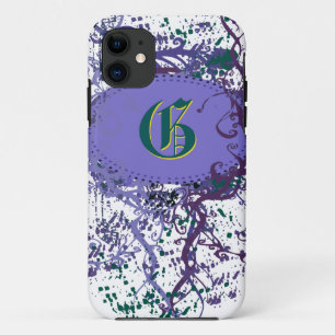 Vintage Damask Pattern with Monogram Letter G iPhone 11 Case