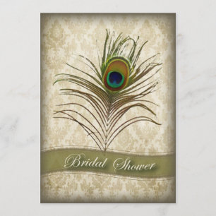 Vintage  damask peacock bridal shower invitation
