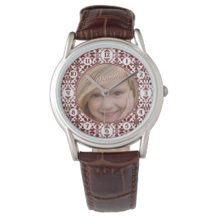Vintage Damask Photo & Monogram Watch
