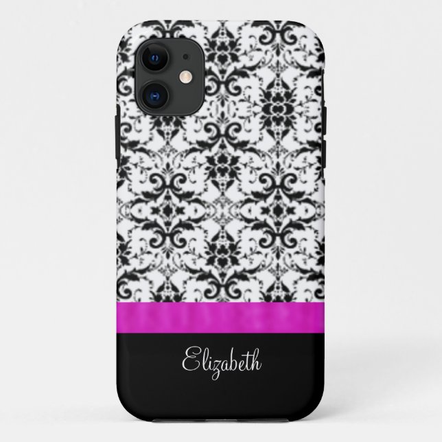 Vintage Damask Pink Ribbon iPhone 5 Case (Back)