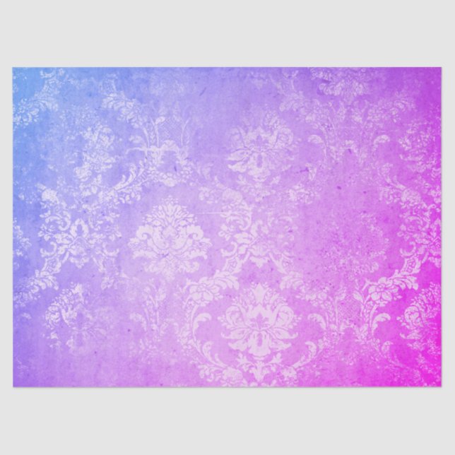 Vintage damask purple and pink distressed tissue paper (Front)