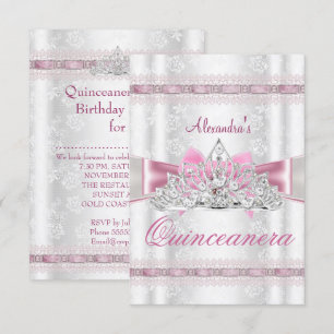 Vintage Damask Quinceanera 15th Birthday Party sml Invitation