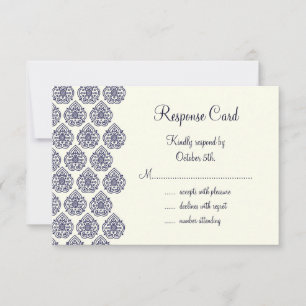 Vintage Damask RSVP (blue) Card